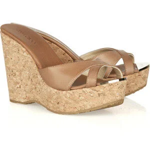 Jimmy Choo Perfume Wedges in Tan Leather