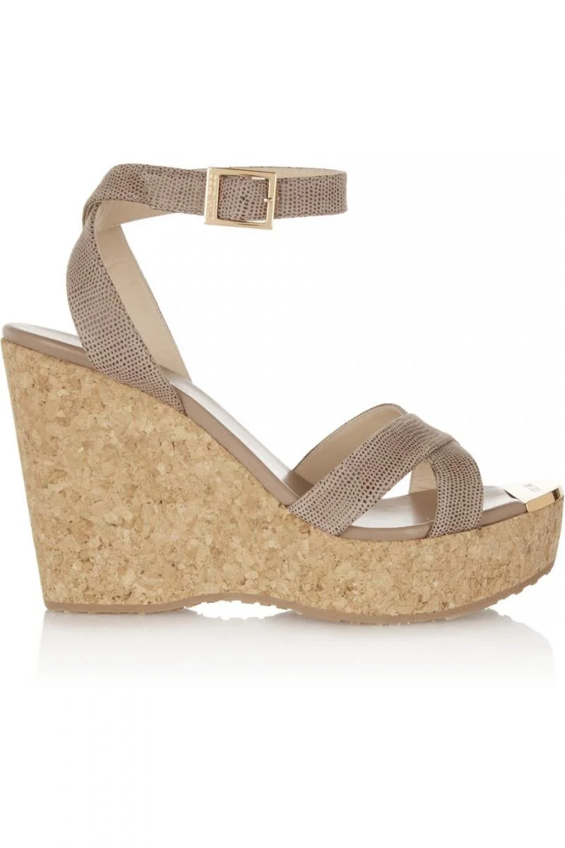 Jimmy Choo Papyrus Wedges in Lizard-effect Leather 