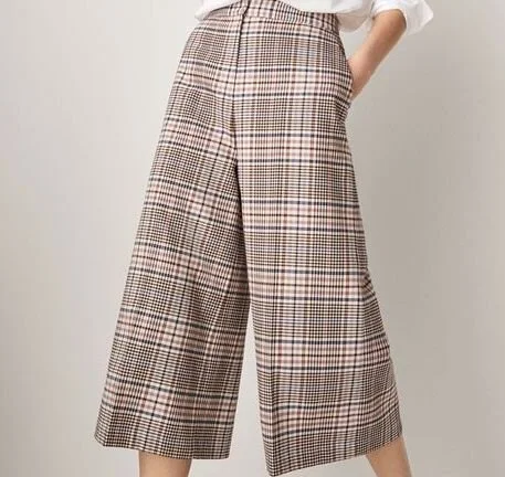 Massimo Dutti Culotte Fit Checked Trousers