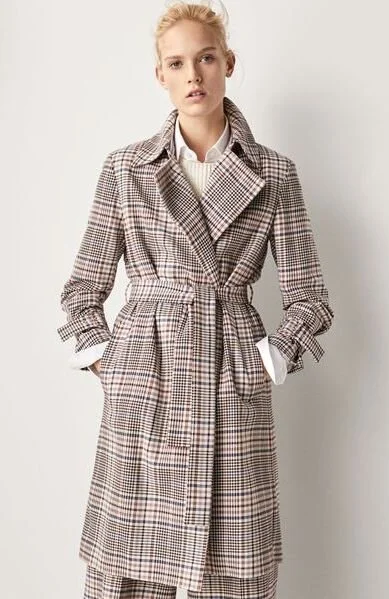 Massimo Dutti Checked Belted Coat
