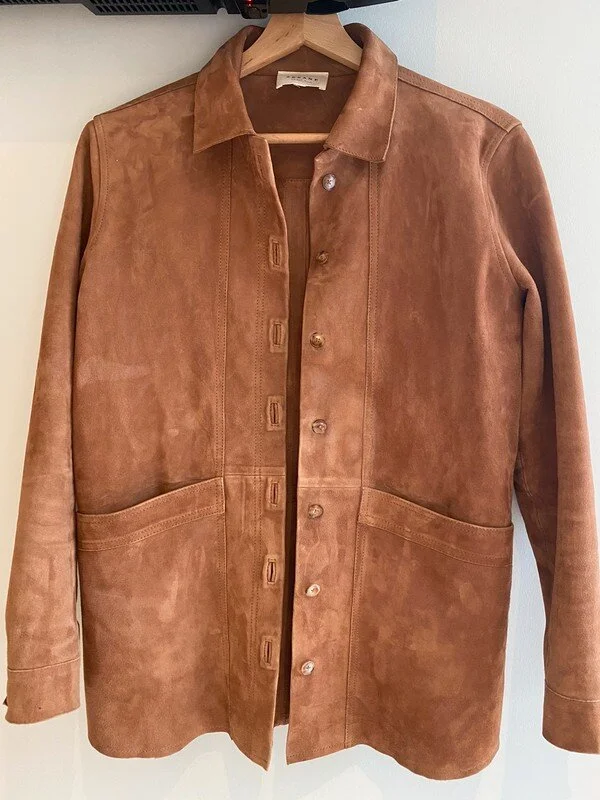 Sézane Will Jacket in Camel Suede