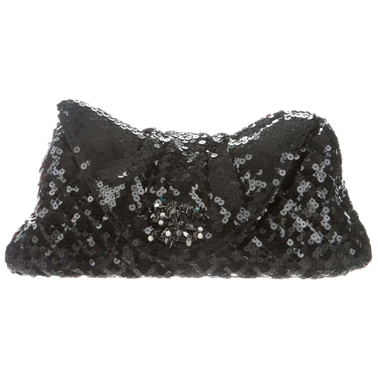 Chanel Sequin Flap Clutch in Black
