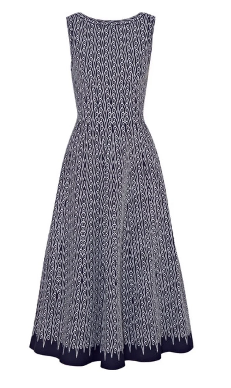 Alaïa Jacquard-Knit Midi Dress in White/Red