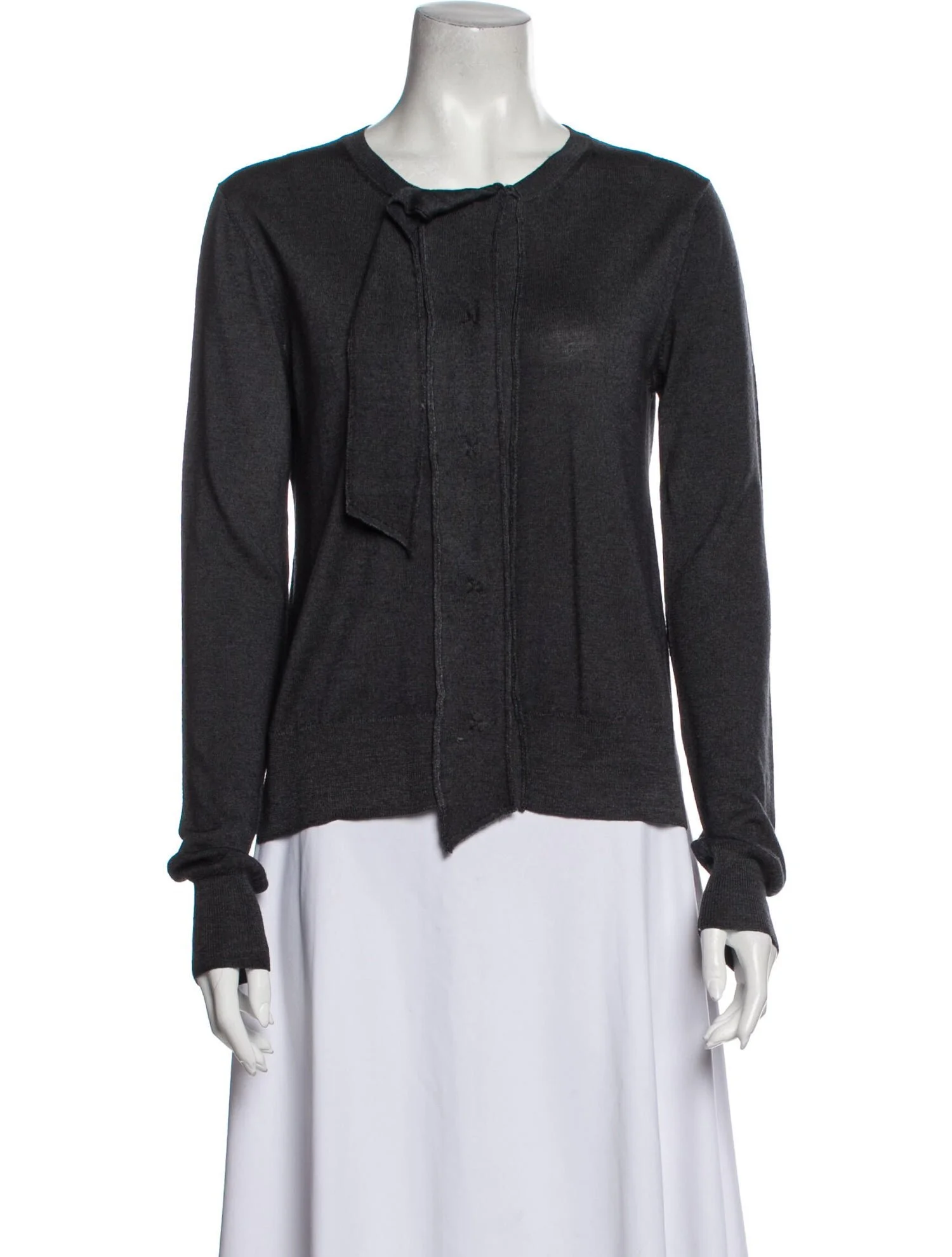 Prada Bow Accent Cardigan in Grey