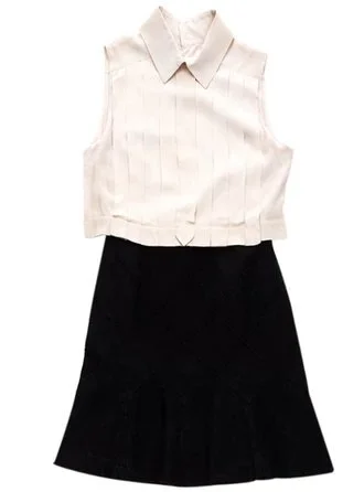 Chanel Sleeveless Pleated Top Dress in Black/White