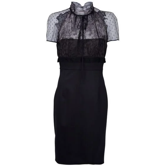 Valentino Lace Detail Cocktail Dress in Black