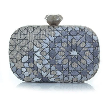 Sarah's Bag Arabesque Box Clutch in Silver