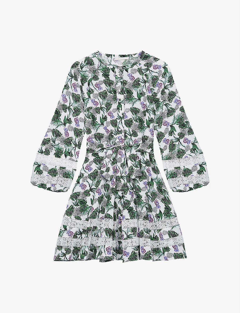 Maje Roman Lace Inset Floral Print Dress