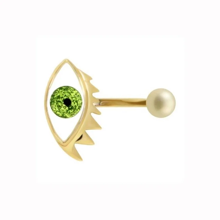 Delfina Delettrez 9kt Yellow Gold Eye Piercing Ring in Green Enamel