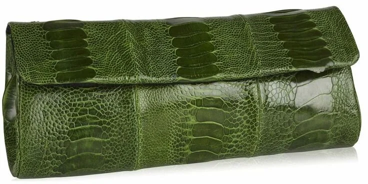 Naledi Copenhagen NB11 Ostrich Clutch in Green