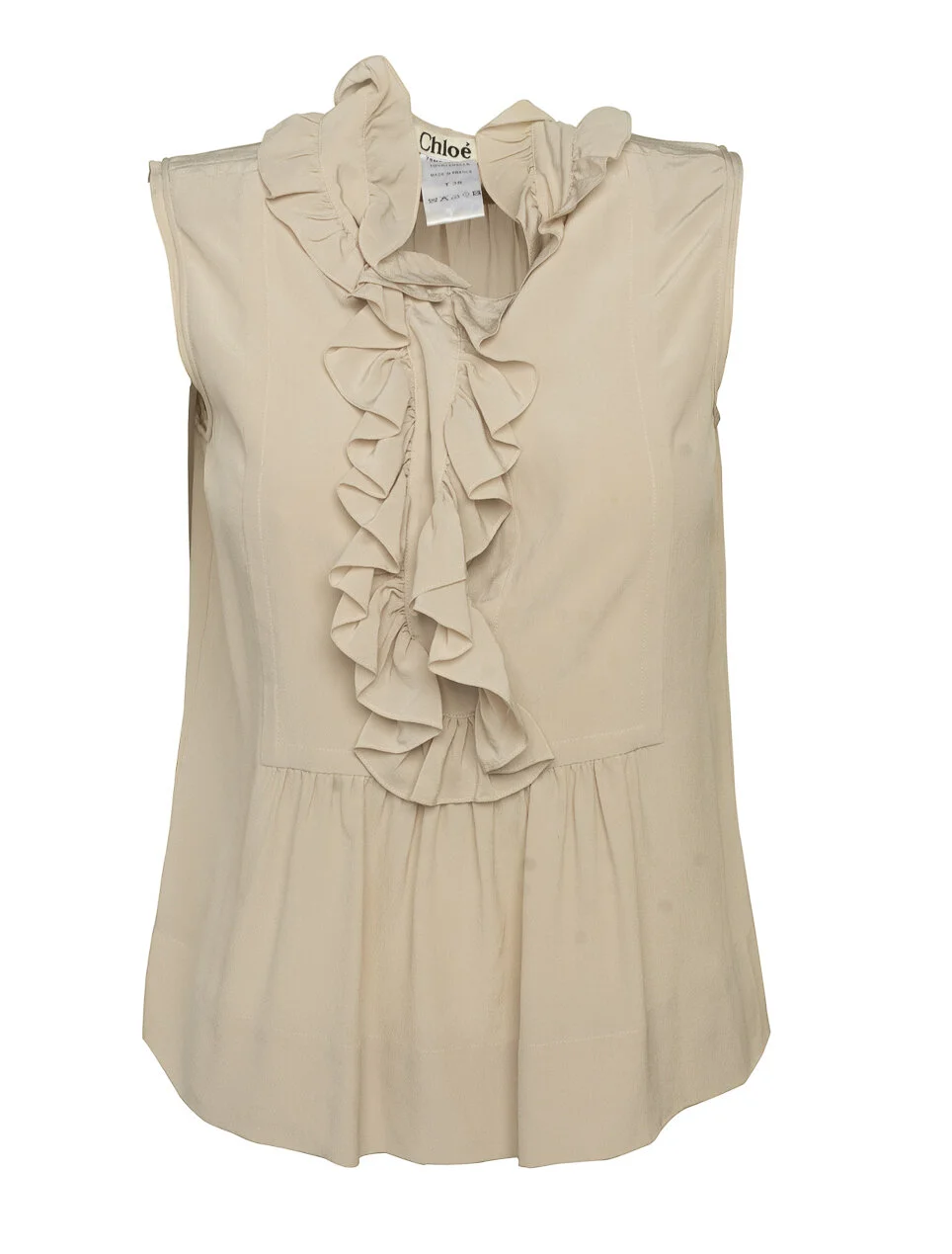 Chloé Sleeveless Ruffle Blouse in Pale Pink