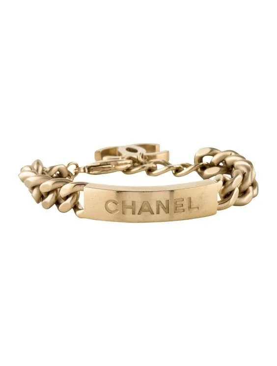  Chanel Logo ID Bracelet in Gold