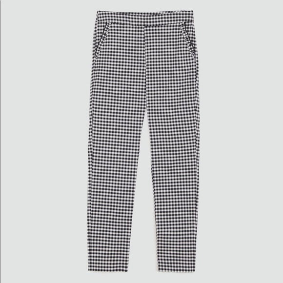 Zara Gingham Trousers with Ruffle in Black:White.jpg