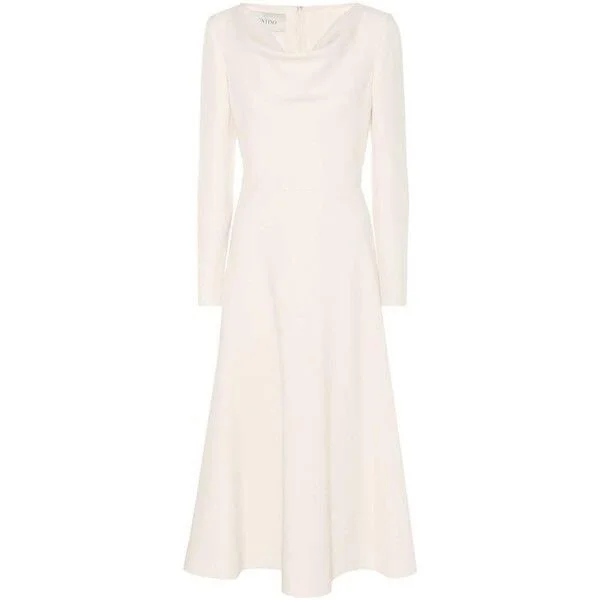 Valentino Draped Cowl Neck Dress in White
