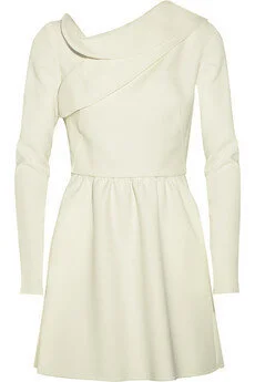 Valentino Asymmetric Neckline Knee Length Dress in White