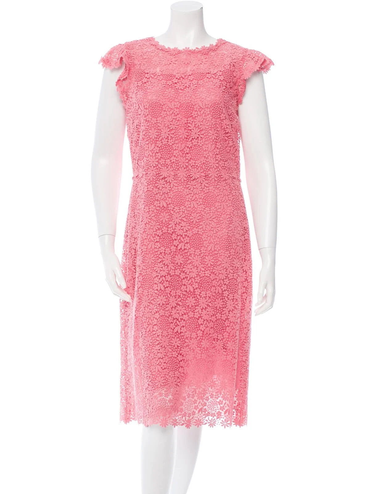 Valentino Cap Sleeves Lace Sheath Dress in Pink