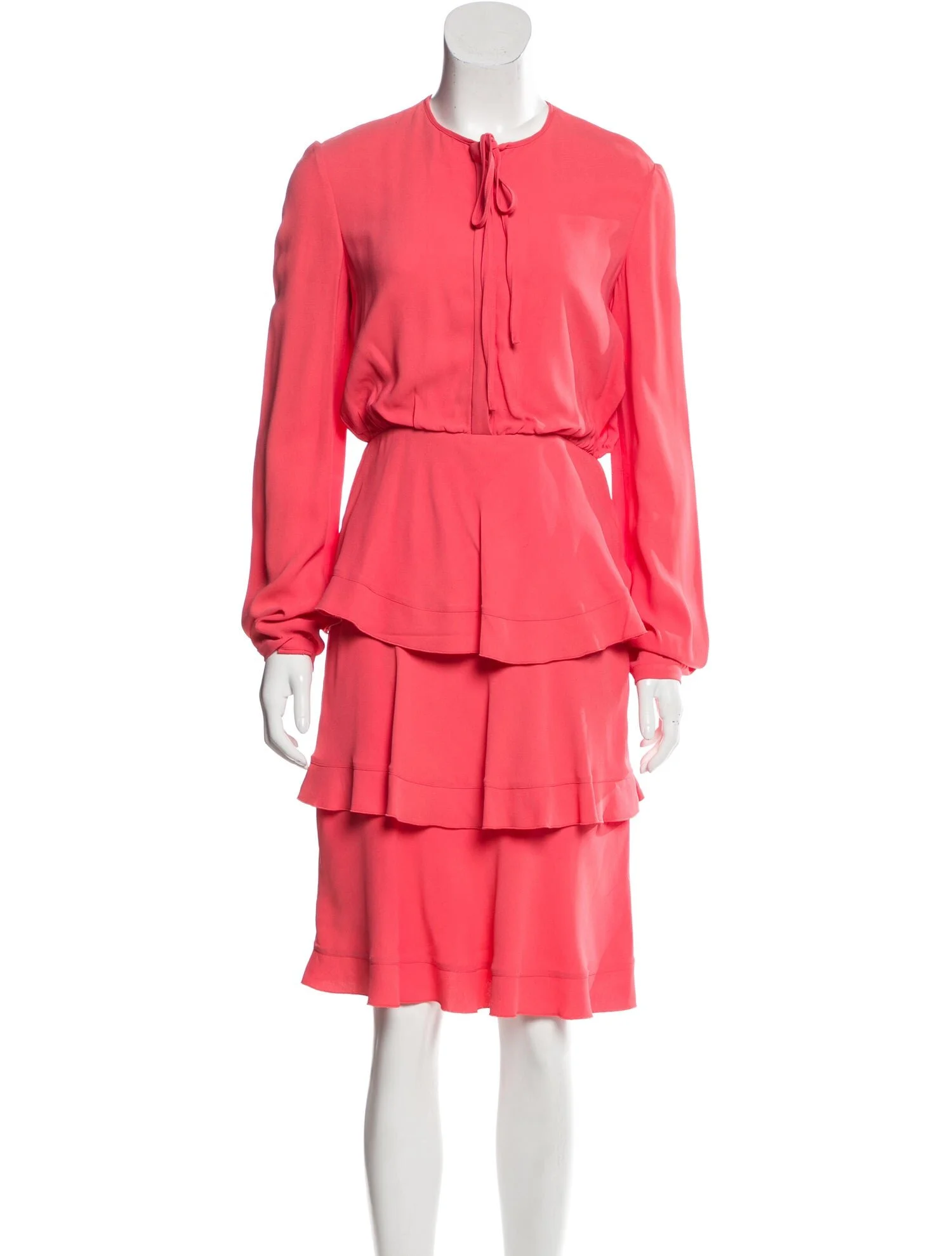 Valentino Ruffled Knee-Length Dress in Pink