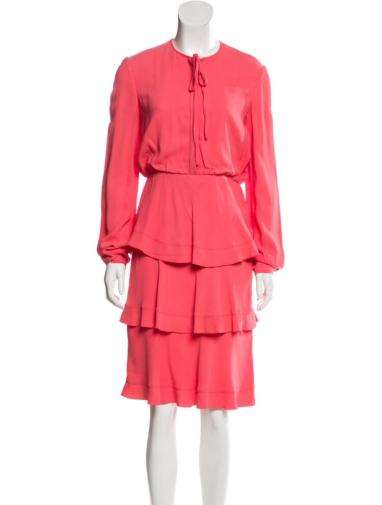 Valentino Ruffled Knee-Length Dress in Pink — UFO No More