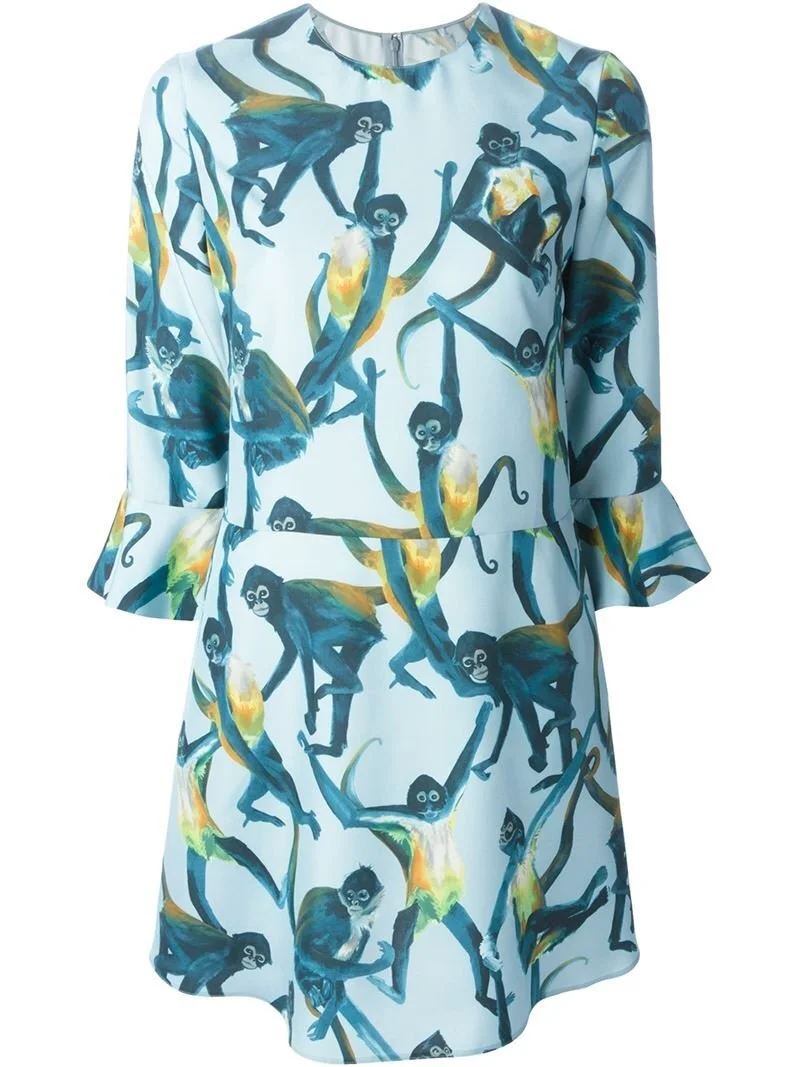 Valentino Monkey Print Gown in Blue