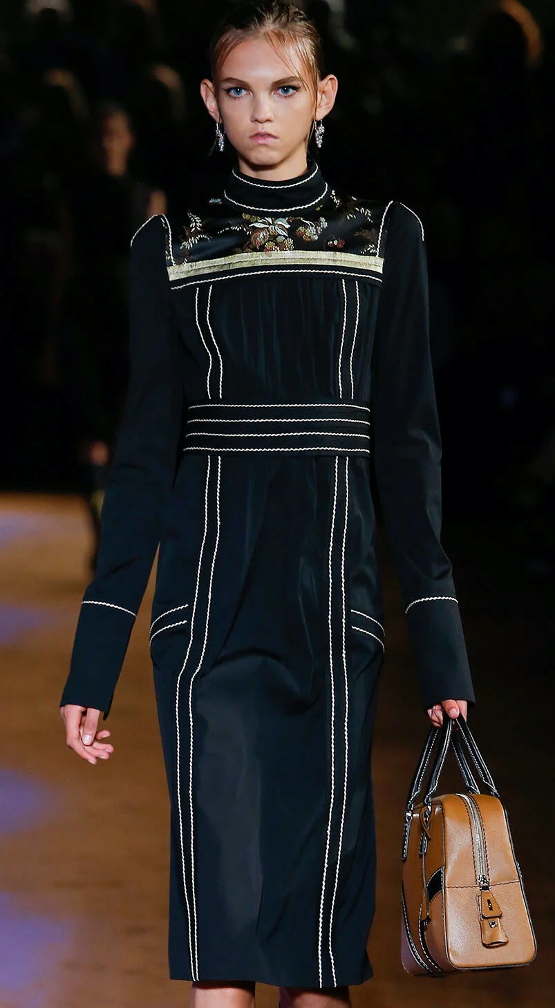 Prada Floral Embroidered Turtleneck Dress in Black