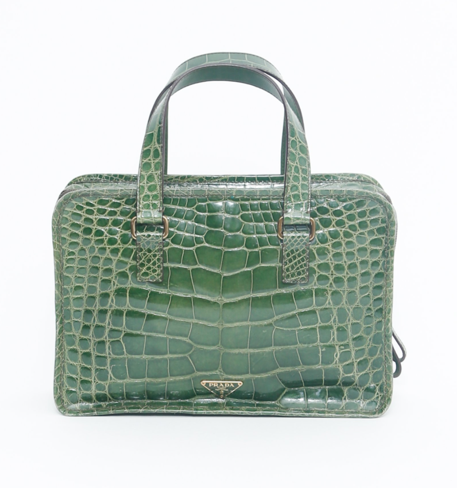 Prada Crocodile Double Handles Small Bag in Green — UFO No More