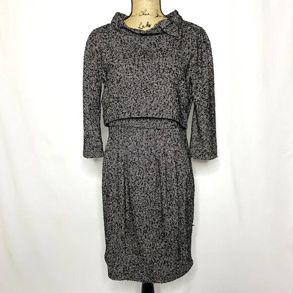 Valentino Bow Detail Tweed Dress in Grey