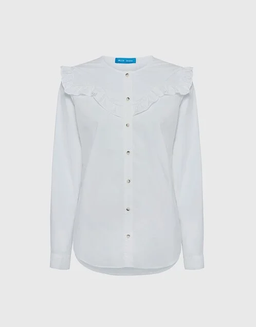 M.i.h. Jeans Niki Ruffled Cotton-Poplin Shirt in White