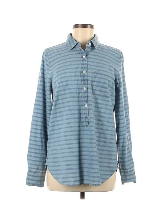 J.Crew Striped Long Sleeve Button Down Shirt in Blue