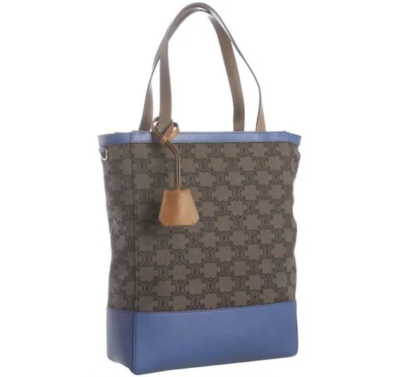 Céline Logo Print Canvas Tote in Blue