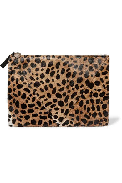 Clare V Patchwork V Flat Clutch in Leopard Print