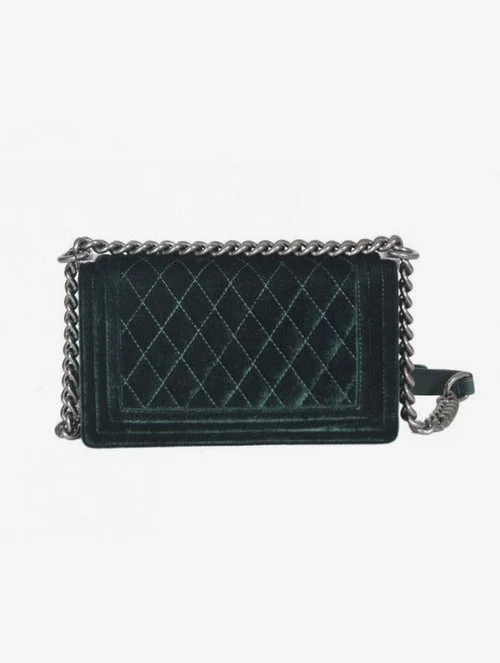 Chanel Boy Bag in Dark Green Velvet — UFO No More