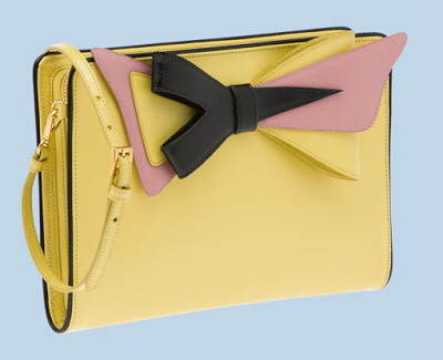 Prada Saffiano Bow Clutch in Yellow