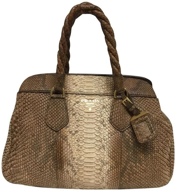 Prada Frame Python Skin Leather Satchel