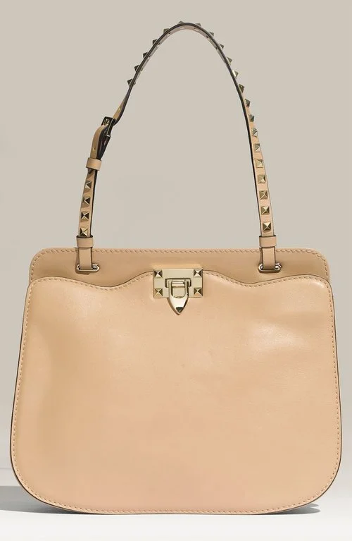 Valentino Rockstud Leather Shoulder Bag in White