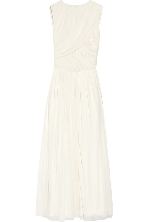 Chloé Sleeveless Ruched Chiffon Dress in White — UFO No More