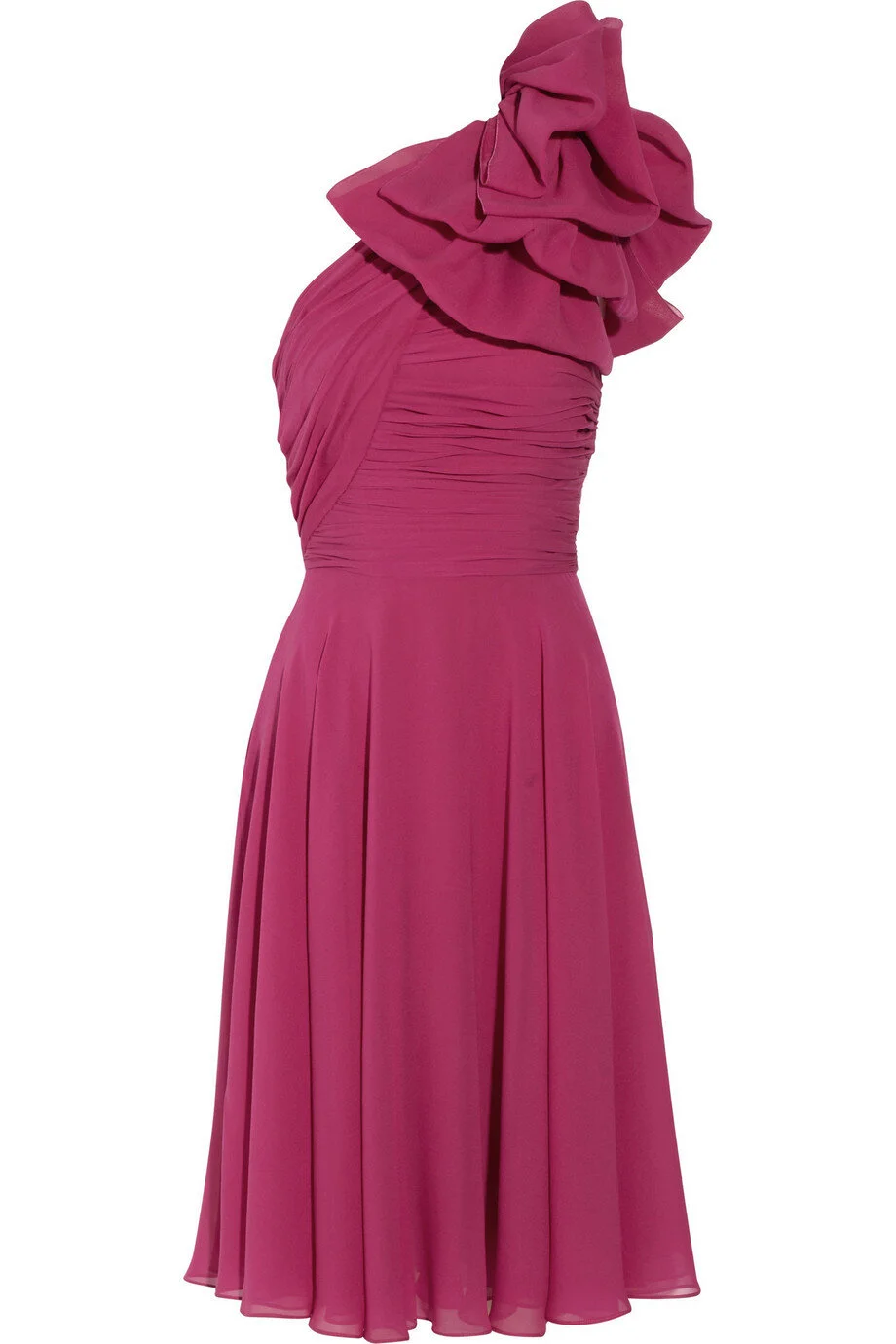 Giambattista Valli One Shoulder Silk Georgette Dress in Fuchsia