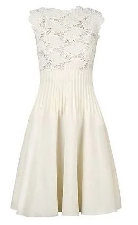 Giambattista Valli Sleeveless Lace Bodice Dress in Cream