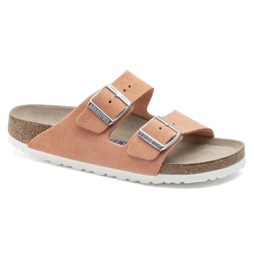 Birkenstock Arizona Sandals in Peach Suede Leather