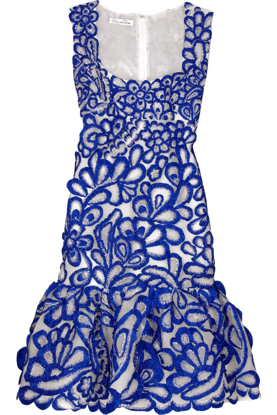 Oscar de la Renta Taffeta Embroidered Dress in Black