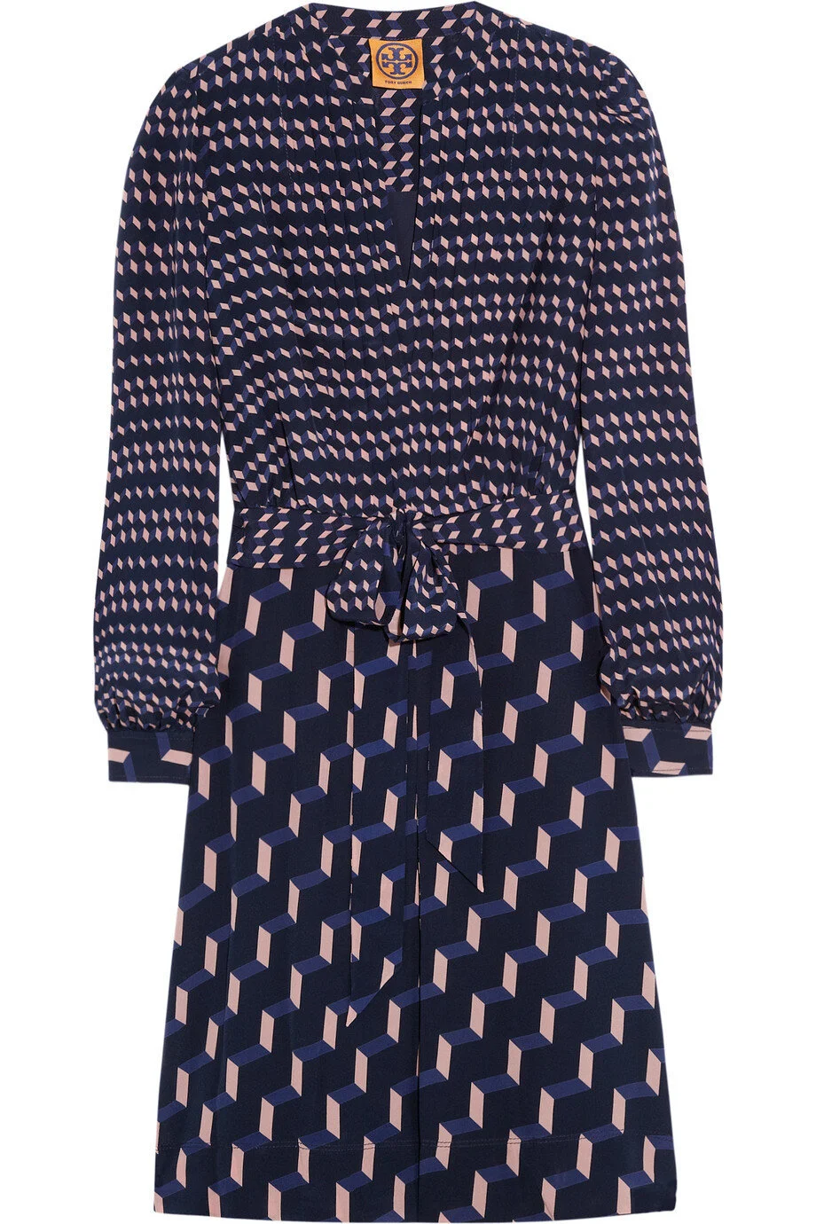 Tory Burch Judi Printed Stretch-silk Dress in Navy