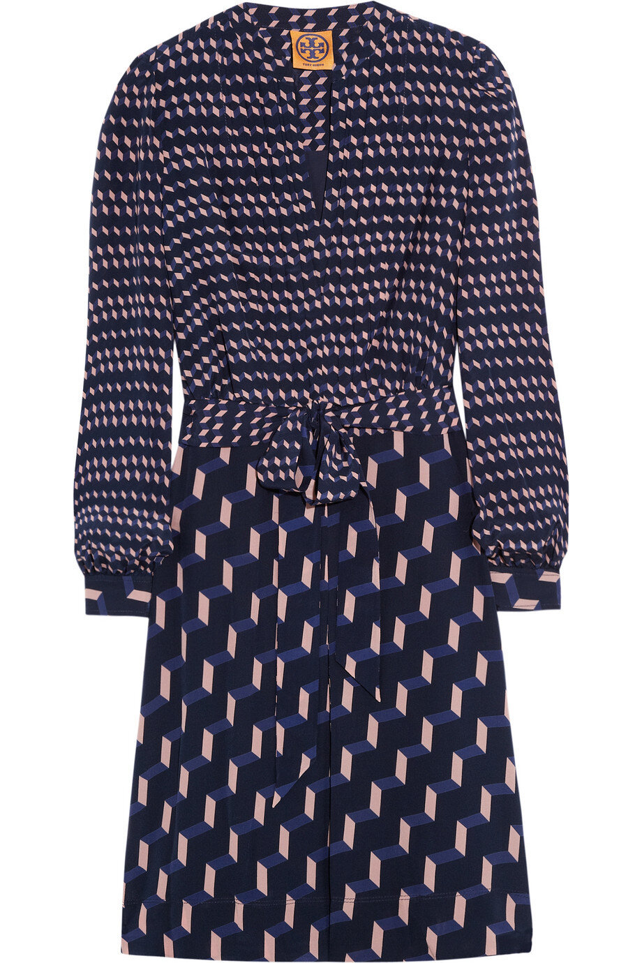 Tory Burch Judi Printed Stretch-silk Dress in Navy — UFO No More