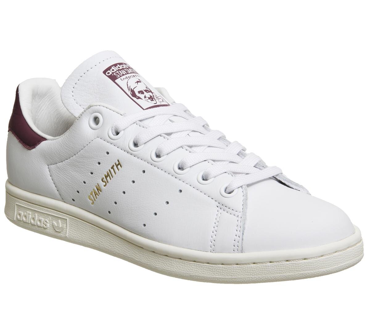 Adidas Stan Smith Shoes in White/Collegiate Burgundy — UFO No More