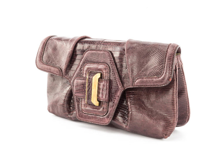 Tod's Lizard Clutch in Plum