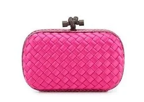 Bottega Veneta Intrecciato Knot Clutch in Pink Silk — UFO No More