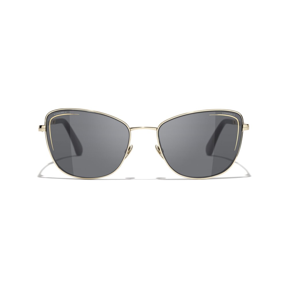 New Chanel 4253 C108/3 Black Lens Gunmetal Silver Oversized Butterfly Sunglasses