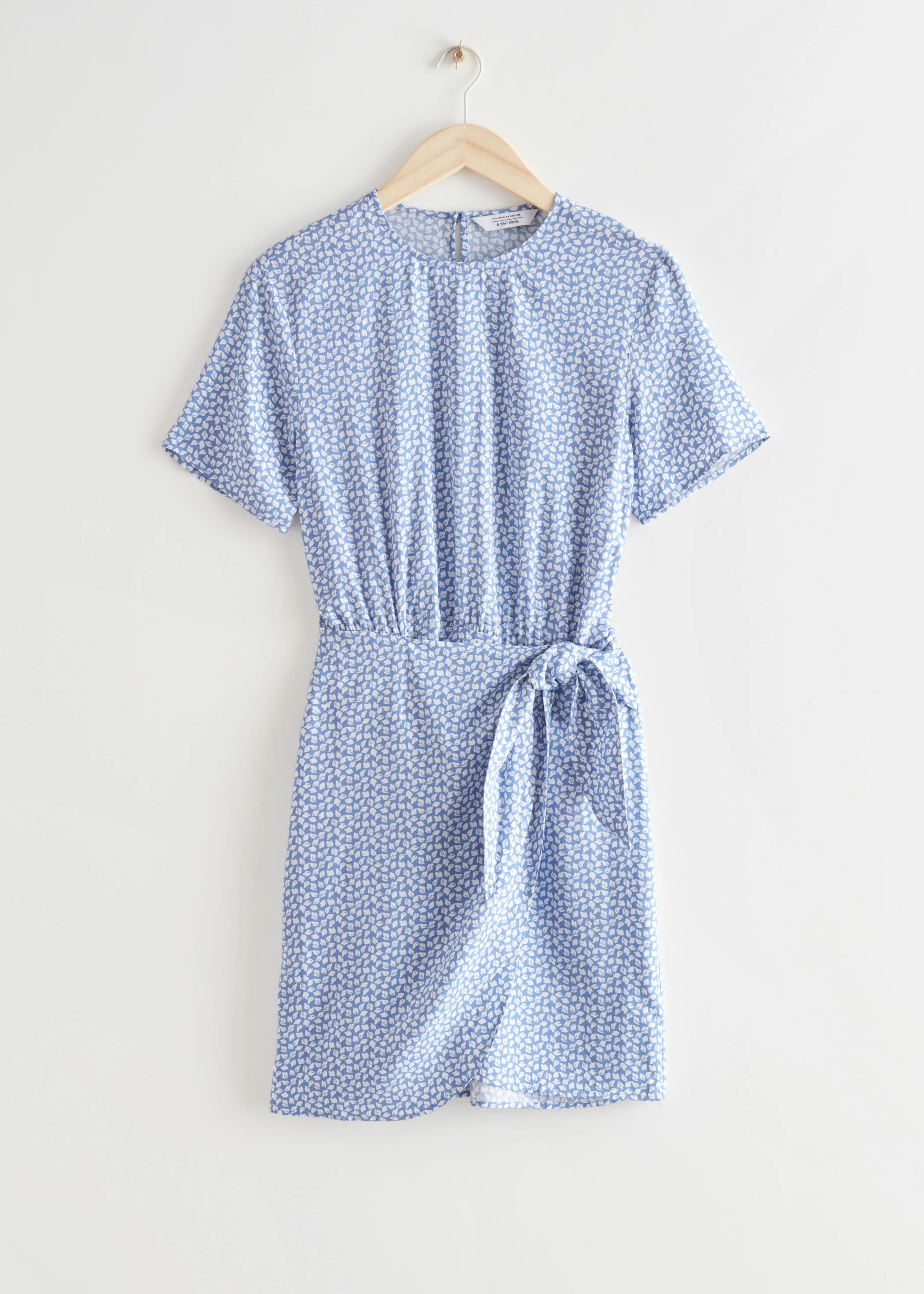 & Other Stories Knot Detail Mini Dress in Lilac Dots
