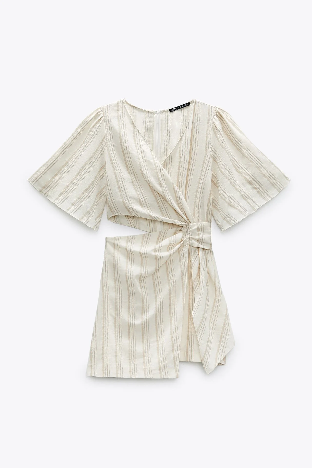 Zara Cut Out Rustic Dress in Beige