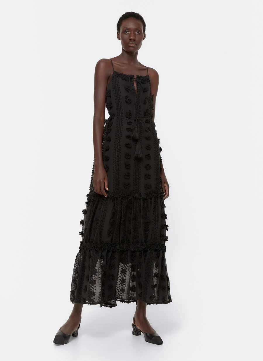 Uterque Sleeveless Plumetis Dress in Black