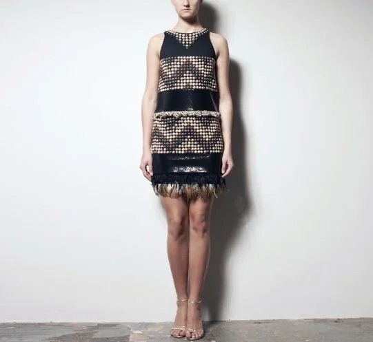 Diane von Furstenberg Black and Feather Dress