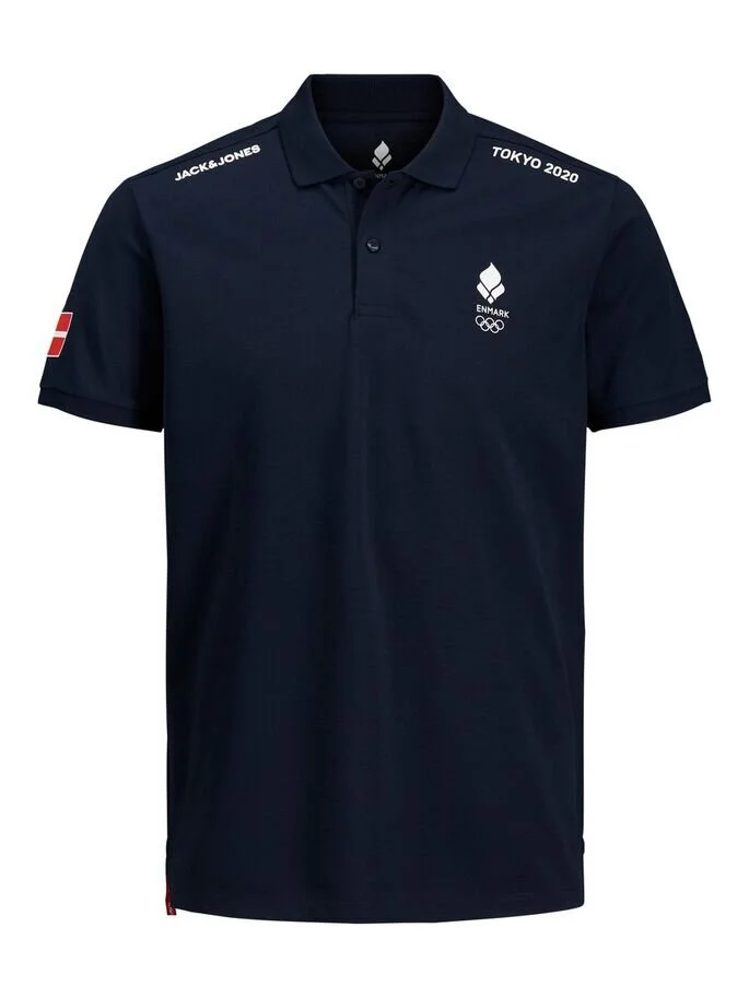 Jack &amp; Jones OL Tokyo 2020 Sporty Polo Shirt in Navy